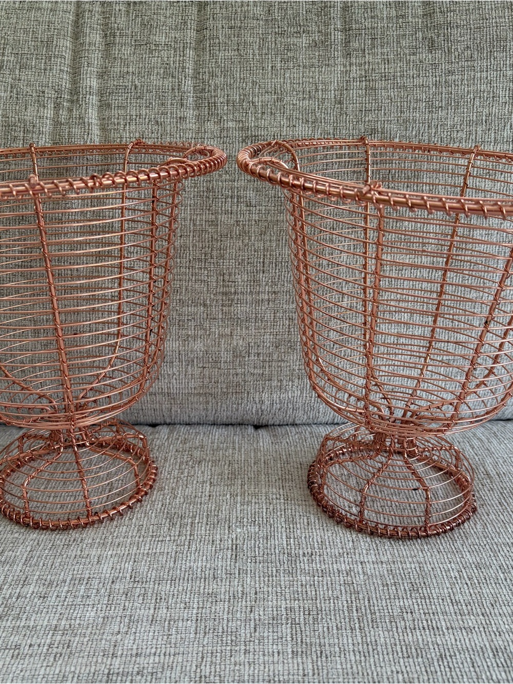 Copper Wire Decorative Pedestal Baskets - Set of 2